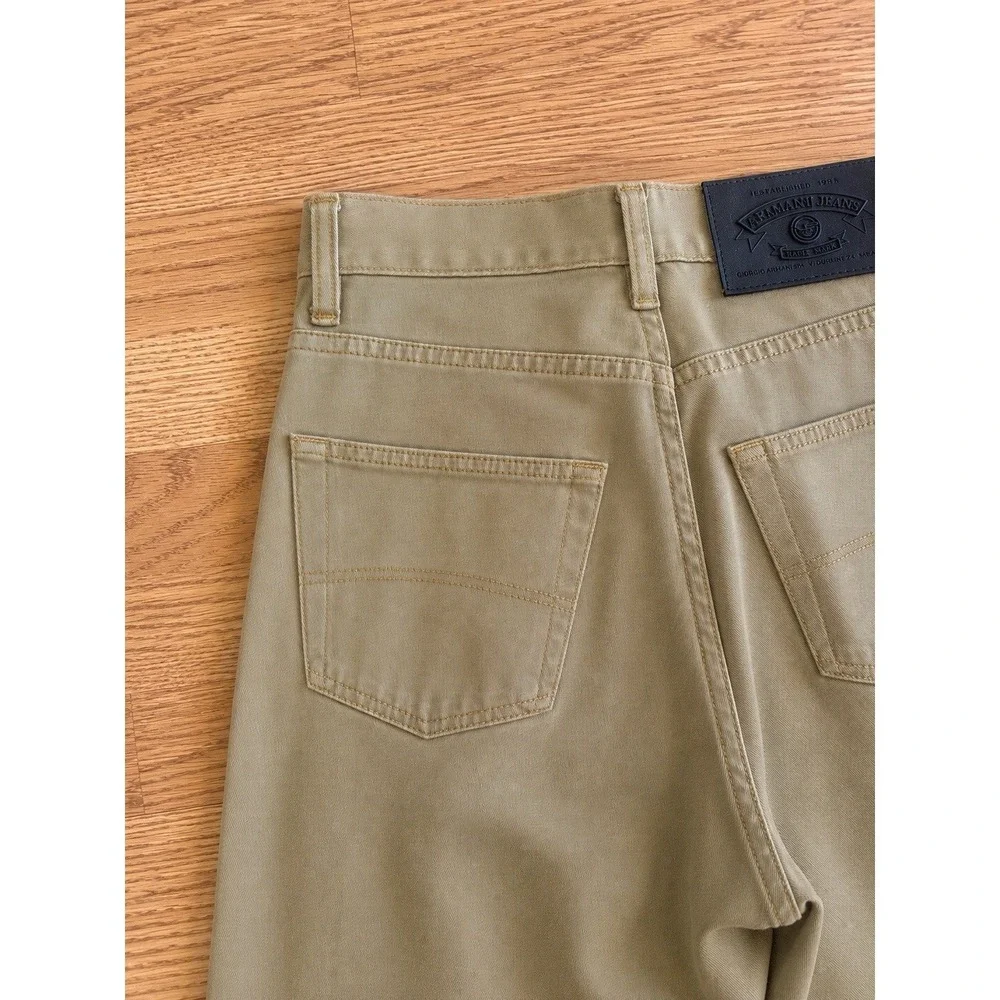 VTG 90s Armani Jeans True Blue Khaki Straight Leg Button Fly Italy 29x31 Baggy